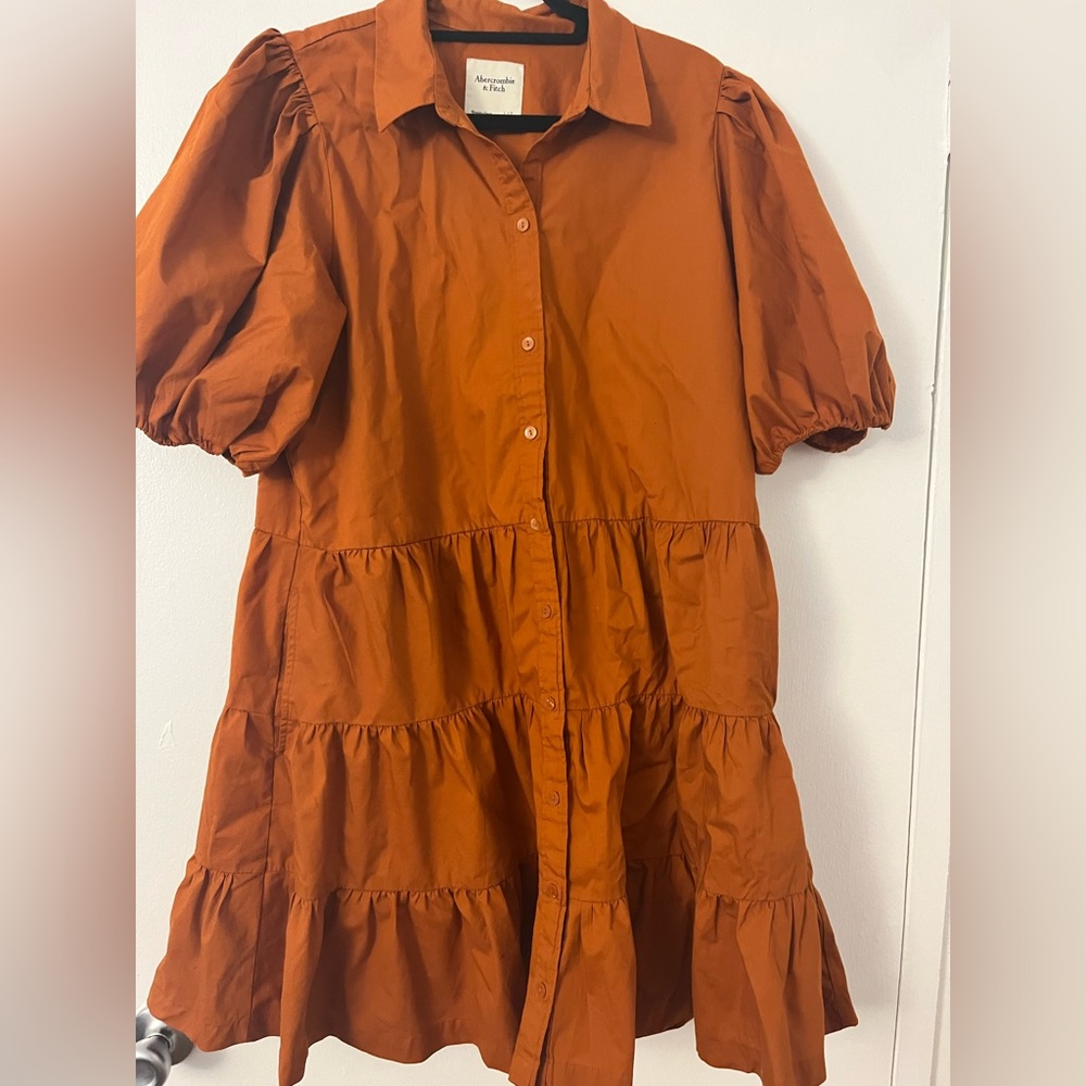 Abercrombie & Fitch Brown Colored Dress with Puff Sleeves